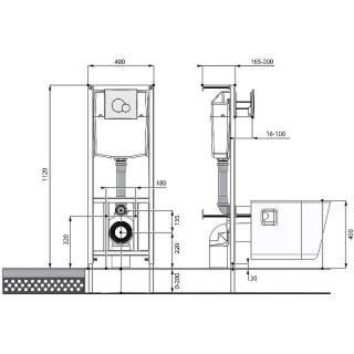 Комплект унитаза с инсталляцией Santek Нео 1WH501776 с сиденьем Микролифт и Черной матовой клавишей смыва